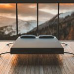 Mattress - Black Mattress in Front of a Large Window Behind a Mountain