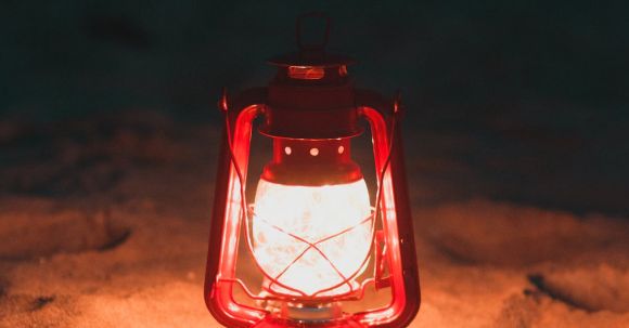 Lamp - Red Lantern Lamp Turned on