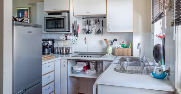 Kitchen Appliances - White Wooden Kitchen Cabinet